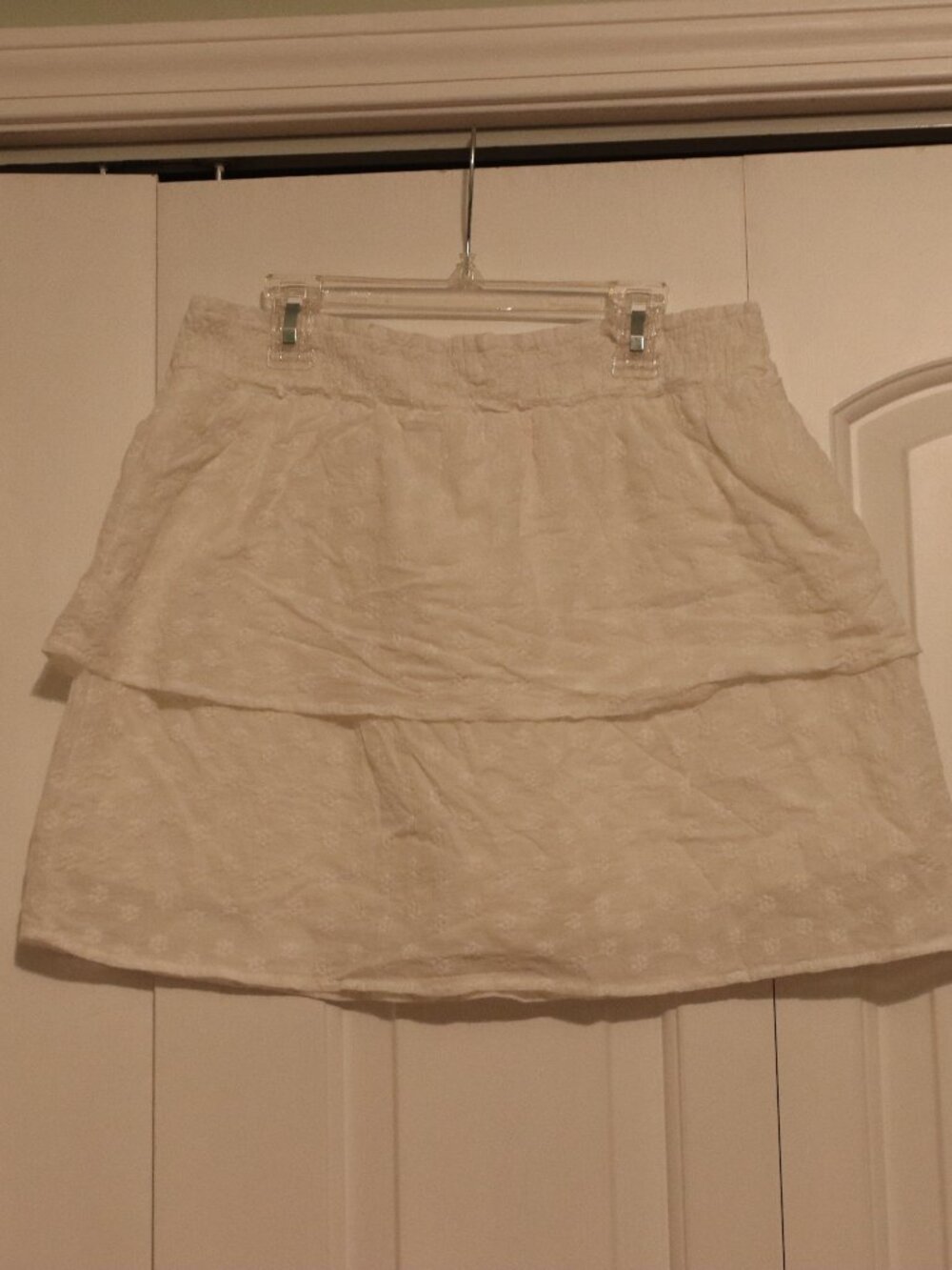 Pink Lily Size XL Tiered White Mini Skort 100% Cotton Outer 100% Viscose Lining